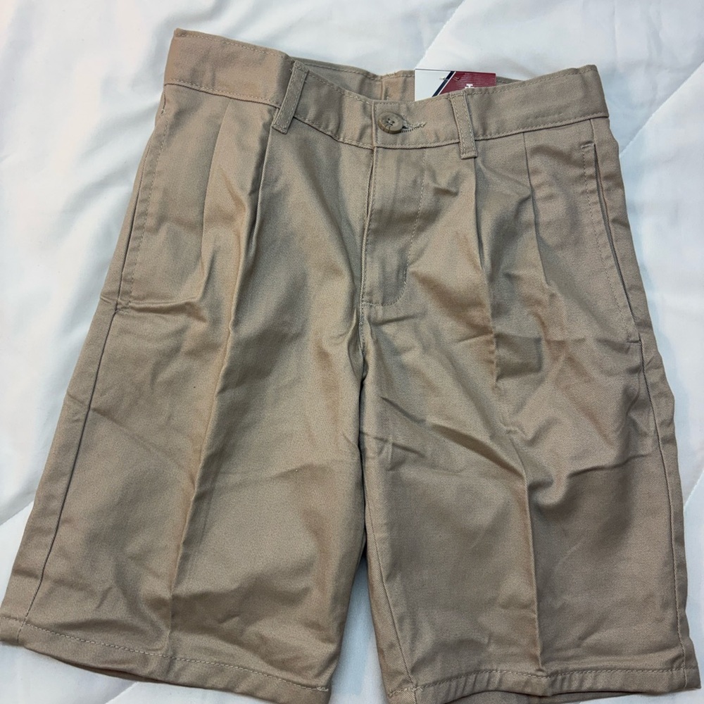 Izod Kids Tan pleaded Shorts- size 8 regular. School uniform shorts